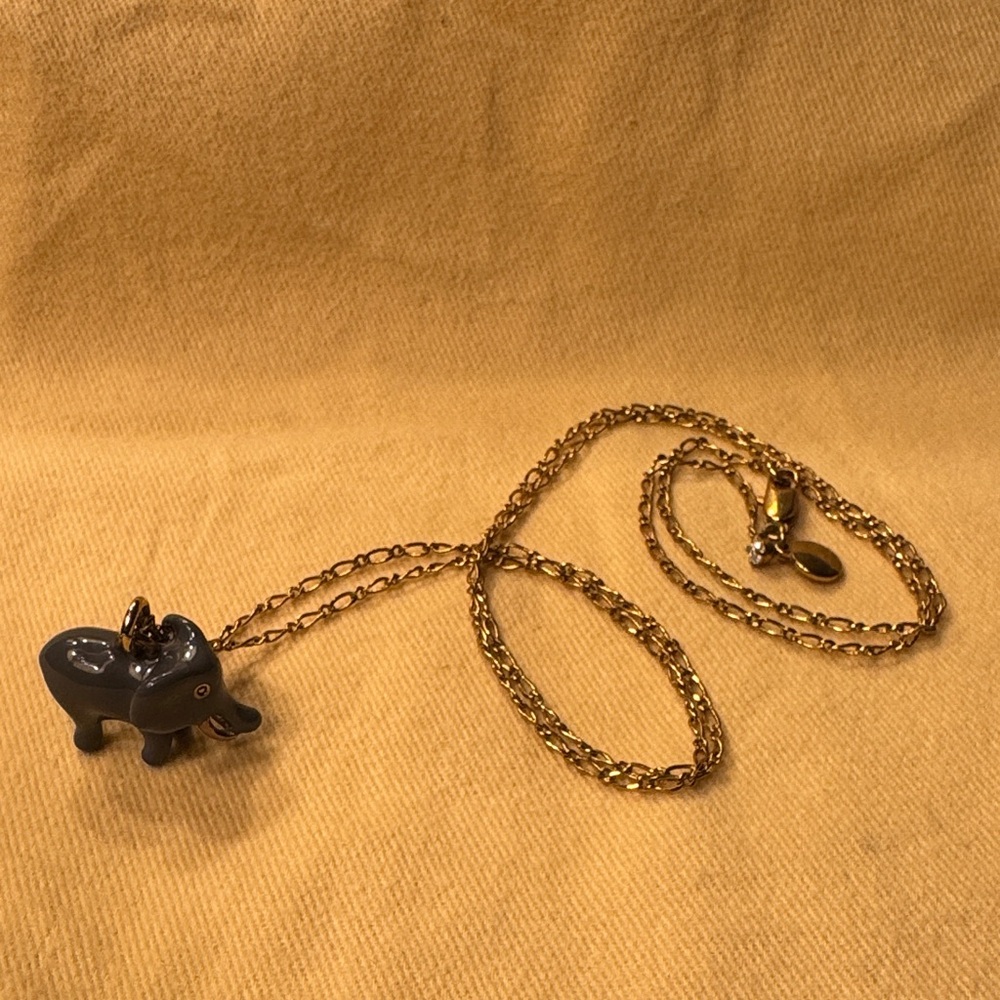J. Crew Gold Elephant Pendant Necklace
